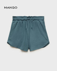MANGO PETROL BLUE ELASTIC WAIST SHORTS