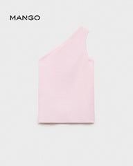 MANGO PINK ASYMMETRICAL RIBBED TOP