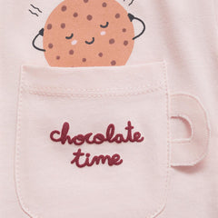 MANGO PINK CHOCOLATE TIME PRINTED T-SHIRT