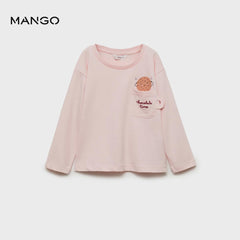MANGO PINK CHOCOLATE TIME PRINTED T-SHIRT