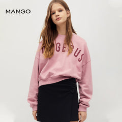 MANGO PINK GORGEOUS PRINTED CROP SWEATSHIRT