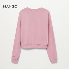 MANGO PINK GORGEOUS PRINTED CROP SWEATSHIRT