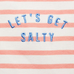 MANGO PINK SALTY STRIPED STRAP CROPPED TOP