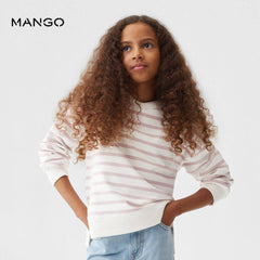 MANGO PINK STRIPED COTTON BLEND SWEATSHIRT 2516