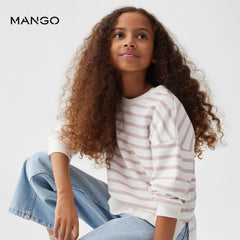 MANGO PINK STRIPED COTTON BLEND SWEATSHIRT 2516