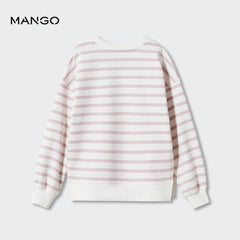 MANGO PINK STRIPED COTTON BLEND SWEATSHIRT 2516