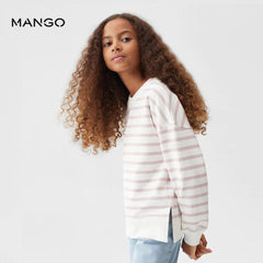 MANGO PINK STRIPED COTTON BLEND SWEATSHIRT 2516