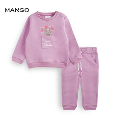 MANGO PURPLE FULL OF FLOWERS PRINTED SWEATSHIRT 2 PCS SET