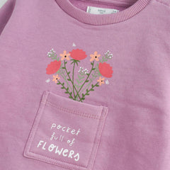 MANGO PURPLE FULL OF FLOWERS PRINTED SWEATSHIRT