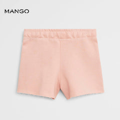 MANGO PINK FRAYED HEM SHORTS