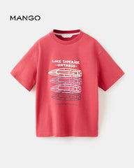 MANGO RED ONTARIO PRINTED COTTON BLEND T-SHIRT 27025149