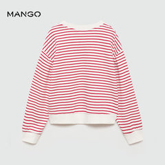 MANGO RED STRIPED COTTON BLEND SWEATSHIRT 77083280