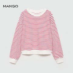 MANGO RED STRIPED COTTON BLEND SWEATSHIRT 77083280