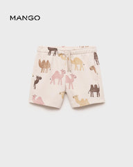 MANGO SAND CAMEL PRINT BERMUDA SHORT