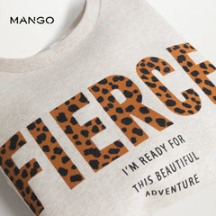 MANGO SAND FIERCE PRINTED COTTON SWEATSHIRT