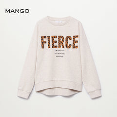 MANGO SAND FIERCE PRINTED COTTON SWEATSHIRT