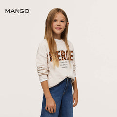 MANGO SAND FIERCE PRINTED COTTON SWEATSHIRT