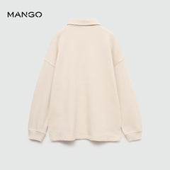 MANGO SAND LONG SLEEVE POLO SWEATSHIRT 77080612