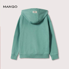 MANGO SEA GREEN COTTON SWEATSHIRT WITH HOODIE 37050025