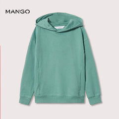 MANGO SEA GREEN COTTON SWEATSHIRT WITH HOODIE 37050025