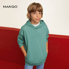 MANGO SEA GREEN COTTON SWEATSHIRT WITH HOODIE 37050025