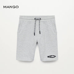 MANGO SHARK PRINTED GREY BERMUDA SHORTS