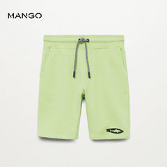 MANGO SHARK PRINTED LIME BERMUDA SHORTS
