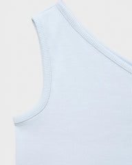 MANGO SKY BLUE ASYMMETRICAL RIBBED TOP