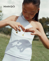 MANGO SKY BLUE ASYMMETRICAL RIBBED TOP