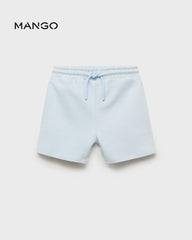 MANGO SKY BLUE COTTON SHORTS WITH DRAWSTRING