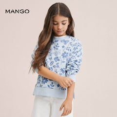 MANGO SKY BLUE PRINTED COTTON SWEATSHIRT 01028