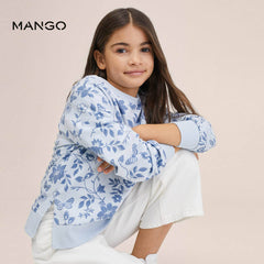 MANGO SKY BLUE PRINTED COTTON SWEATSHIRT 01028