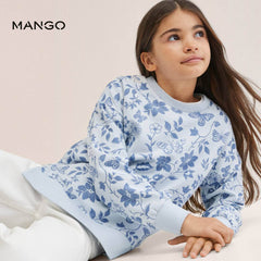 MANGO SKY BLUE PRINTED COTTON SWEATSHIRT 01028