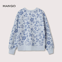 MANGO SKY BLUE PRINTED COTTON SWEATSHIRT 01028