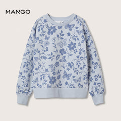 MANGO SKY BLUE PRINTED COTTON SWEATSHIRT 01028
