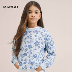 MANGO SKY BLUE PRINTED COTTON SWEATSHIRT 01028
