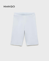 MANGO SKY BLUE RIBBED SHORT LEGGINGS
