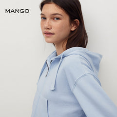 MANGO SKY BLUE ZIPPED CROPPED HOODIE