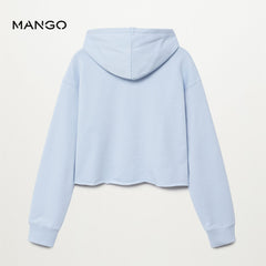 MANGO SKY BLUE ZIPPED CROPPED HOODIE