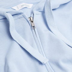 MANGO SKY BLUE ZIPPED CROPPED HOODIE
