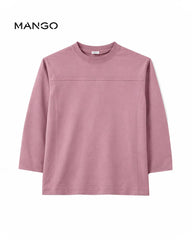 MANGO SOFT MUAVE EVERYDAY COTTON LONG SLEEVE T-SHIRT