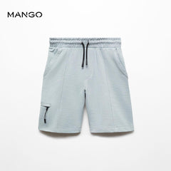 MANGO SKY BLUE ELASTIC WAIST BERMUDA SHORTS 67067711