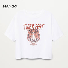 MANGO TIGER FEST PRINTED CROP TOP FOR GIRLS