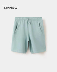 MANGO TURQUOISE COTTON BERMUDA SHORTS 27098267