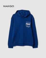 MANGO VIBRANT BLUE PRINTED COTTON HOODIE