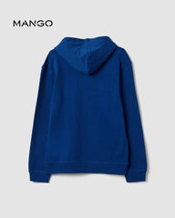 MANGO VIBRANT BLUE PRINTED COTTON HOODIE