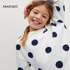 MANGO WHITE BLUE DOTED PRINT SWEATSHIRT 2021