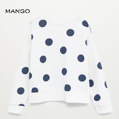 MANGO WHITE BLUE DOTED PRINT SWEATSHIRT 2021