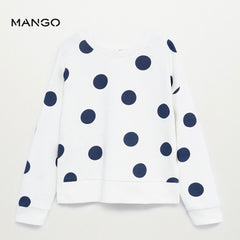 MANGO WHITE BLUE DOTED PRINT SWEATSHIRT 2021