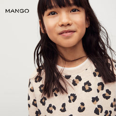 MANGO WHITE CHEETA DOT PRINT SWEATSHIRT